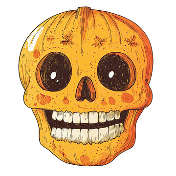 orange pumpkin skull smiling halloween clip art preview