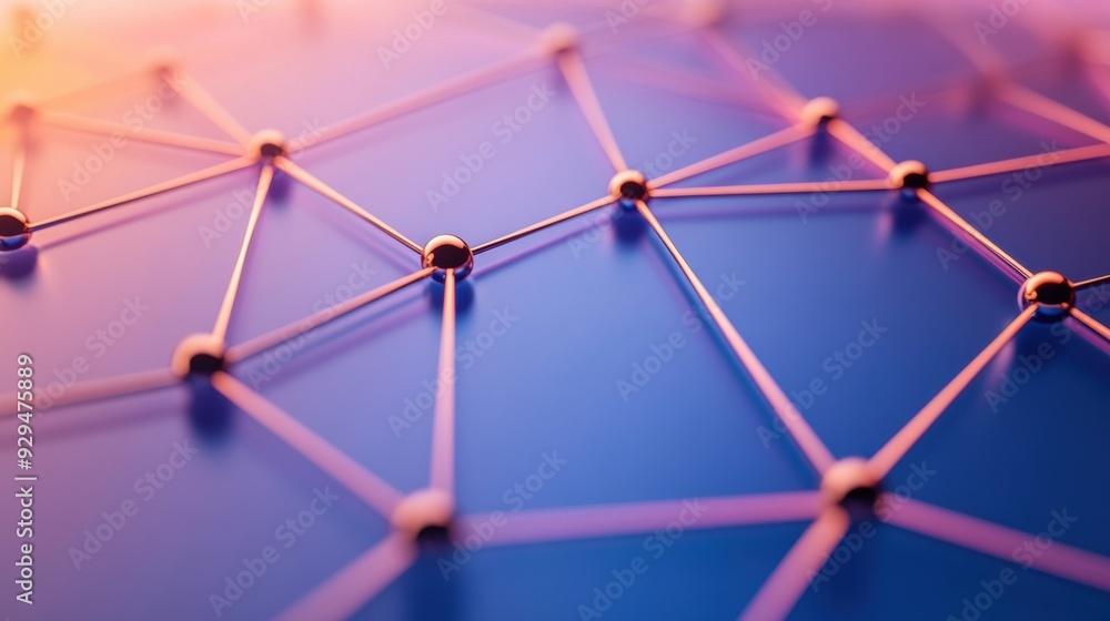 Poster a close up of a networked structure with many dots, ai