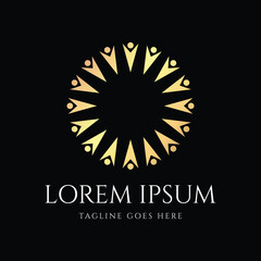 Golden Circular Star Human People for Charity Diversity Community Logo Design