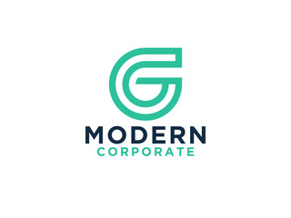 Abstract Initial Letter G Logo. Linear Leaf Symbol isolated on White Background. Usable for Branding and Nature Logos.