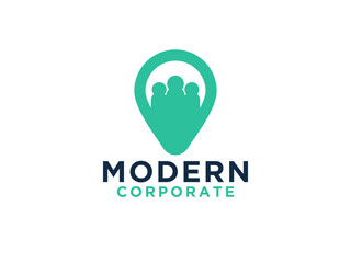 Abstract People Logo. Geometric Shape with Human Icon inside isolated on White Background.