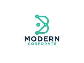 Initial Letter B Logo. Square with Negative Space B Icon inside isolated on White Background.