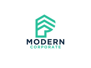 Initial Letter P Logo. Geometric Linear Style isolated on White Background. Usable for Business and Branding Logos.