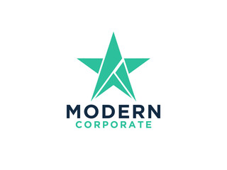 Star Logo. Geometric Origami Style isolated on White Background.