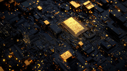 Blockchain Elegance: Gold and Black Abstract Design