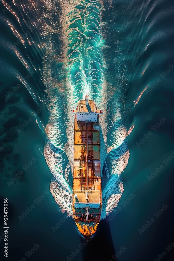 Poster A large container ship navigates through the open ocean