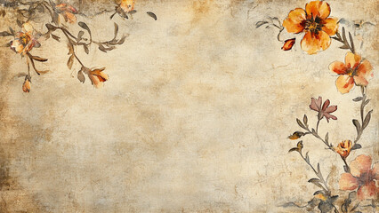 Delicate Watercolor Flowers on Aged Paper