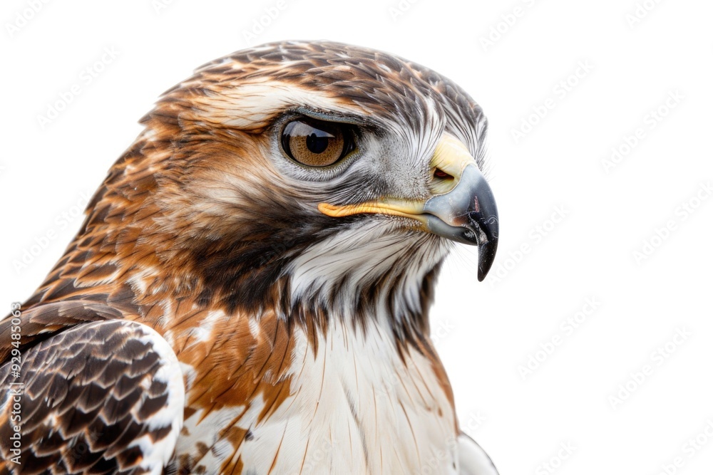Poster a close-up shot of a bird of prey's face and beak