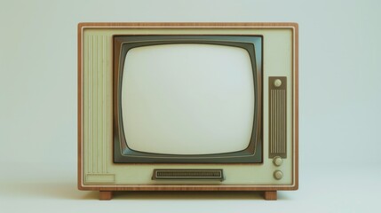 A vintage television with a blank, white screen