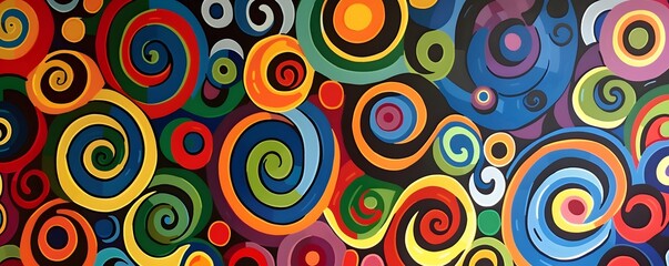 Abstract Colorful Swirls and Circles Pattern