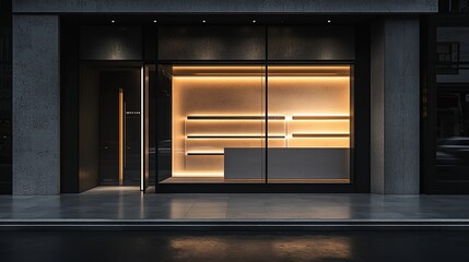 A minimalist storefront with a sleek, backlit sign that adds a modern touch to the store's exterior while prominently displaying its name