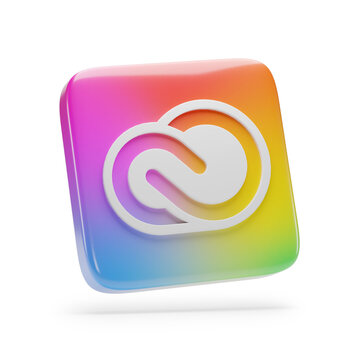 Adobe Creative Cloud three-dimensional logo isolated on white background. 3d illustration.