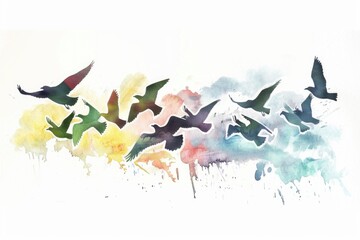 Obraz premium A picture of birds flying together in the sky