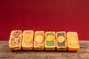 Mid-Autumn Festival special traditional food handmade mooncake studio shot close-up