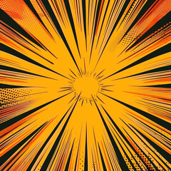 Obraz premium yellow and orange rays, gradient as a background for a comic book or a vintage picture, generative AI
