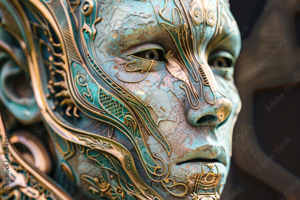 Canvas Prints a detailed image of a female face sculpture, great for artistic or cultural-themed designs