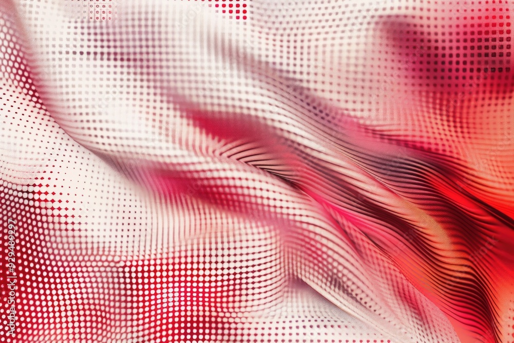 Poster a close-up view of a red and white checked cloth with a textured pattern
