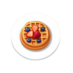 Belgian waffle with berries, strawberry, blueberry isolated png