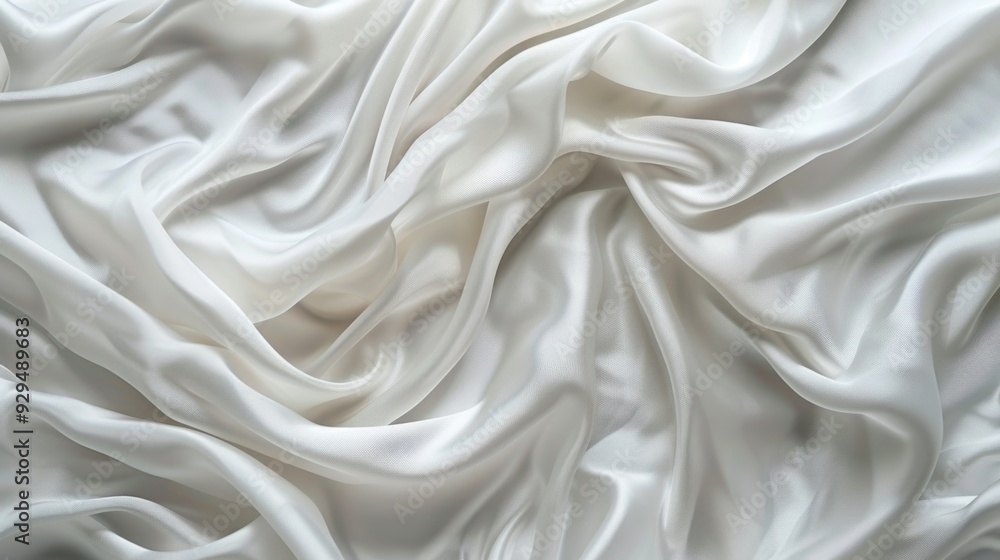 Poster a detailed shot of pure white fabric with smooth weave and subtle texture, suitable for backgrounds 