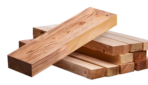Collection of 2x4 wood boards isolated on transparent or white background
