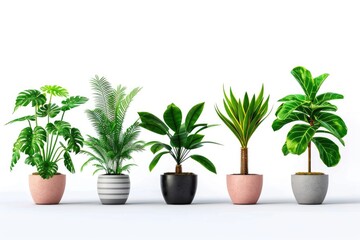 Obraz premium A collection of potted plants sit on a clean and simple white surface