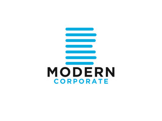 Blue Linear Rounded Style Initial Letter B isolated on White Background.