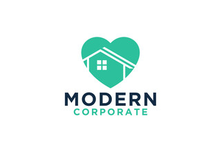 Love Home Logo. Heart and House Icon Combination. Health and Care Symbol.