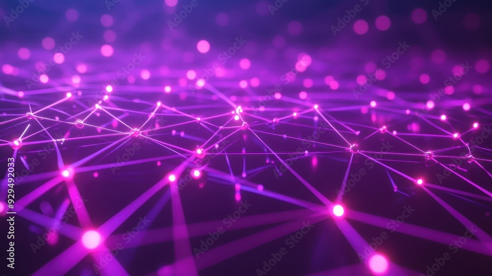 Poster a vibrant digital network of interconnected lines and nodes, representing data flow.