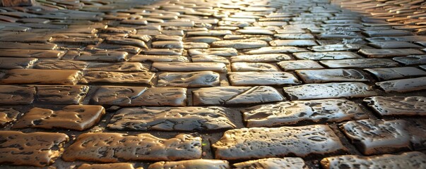 Cobblestone Path Illuminated by Golden Light
