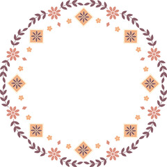 Retro folk minimalist round frame border