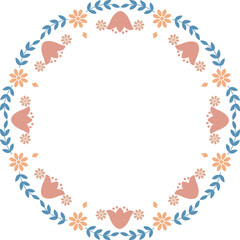 Scandinavian style floral bellflower round frame border