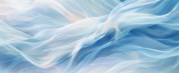 Fototapeta premium Abstract Flowing Blue and White Fabric Background