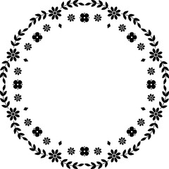 Black silhouette cute floral plate border element