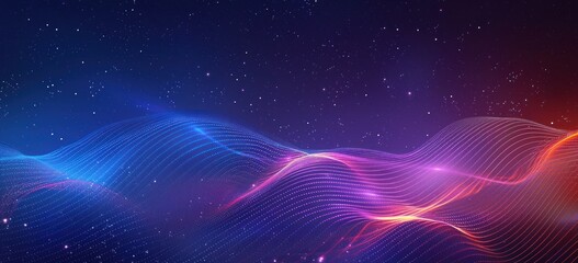 Fototapeta premium Abstract Wavy Lines on Night Sky Background