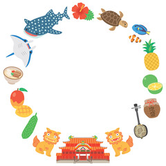 沖縄のかわいいイラストフレーム