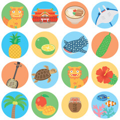 沖縄のかわいいアイコンセット