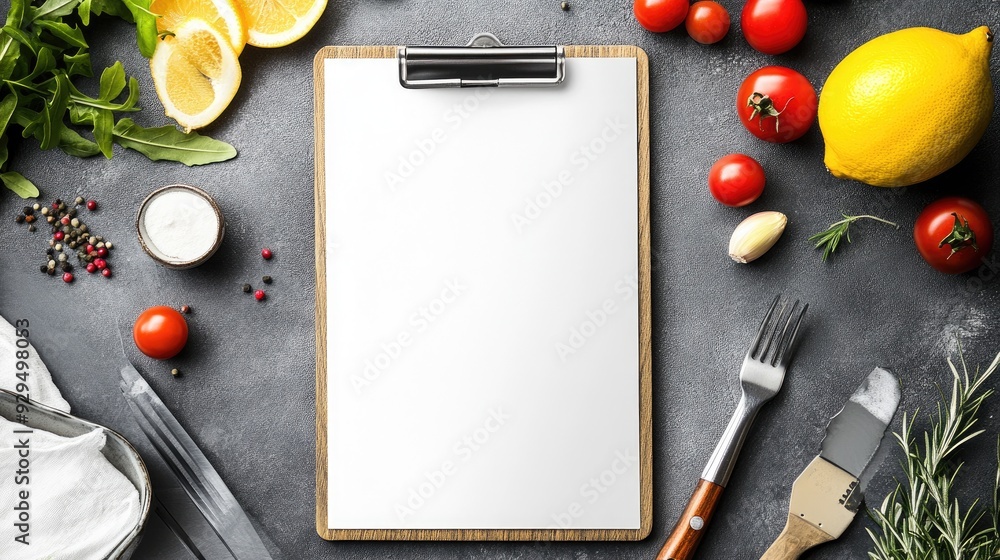 Poster a sleek vector of a seasonal menu with minimalist design, placed on a clean background with ample sp