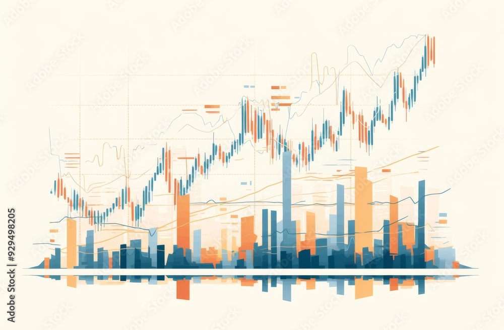 Aufkleber graph with beige background ,modern stock market chart background vector design for presentation