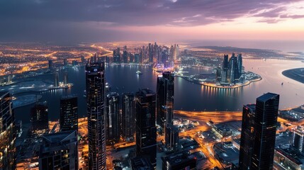 Naklejka premium Skyline views, vibrant cityscapes, urban grandeur, panoramic perspectives