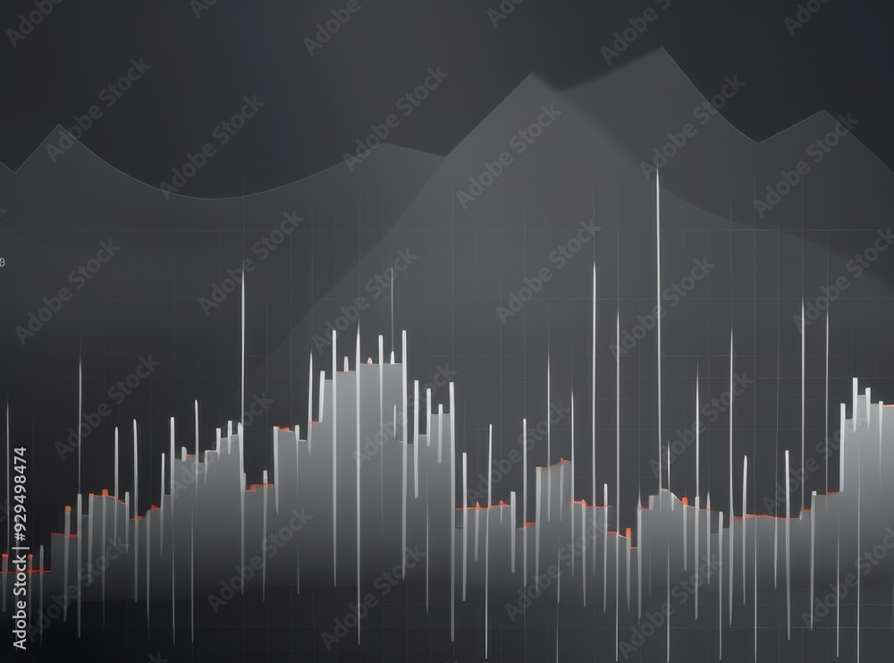 Poster stock market chart background vector design with a minimalist gray color theme.