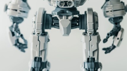 Futuristic robot stands guard with blurred arms, embodying power and intelligence in a digital age