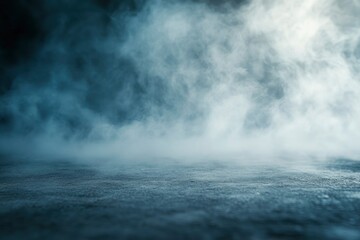 Smoke On Cement Floor With Defocused Fog In Halloween Abstract Background , ai