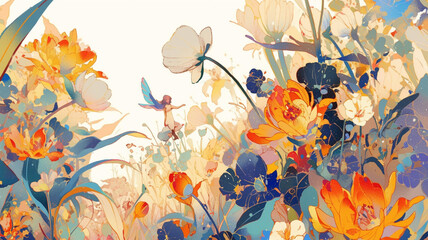 自由に文字が入れられる季節の花のフレーム素材