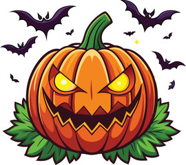 Halloween Pumpkin Vector Cartoon  Illustration for Spooky Design Festive Art And TShirt Design