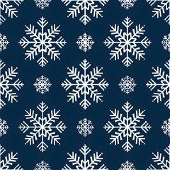 Materiał do szycia Seamless knitting pattern with white snowflakes on blue background. New Year and Christmas concept. Traditional Fair Isle style. Cozy winter design for print, banner, poster, paper, textile, fabric