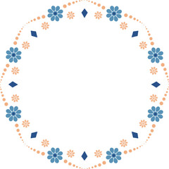 Delicate round floral frame border. Isolated decoration