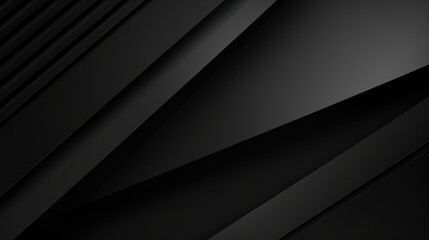 Abstract Black Geometric Shapes with Shadows and Depth