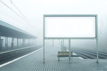 Empty billboard at train station.