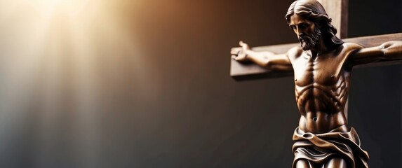 Bronze Statue of Jesus Christ on a Cross