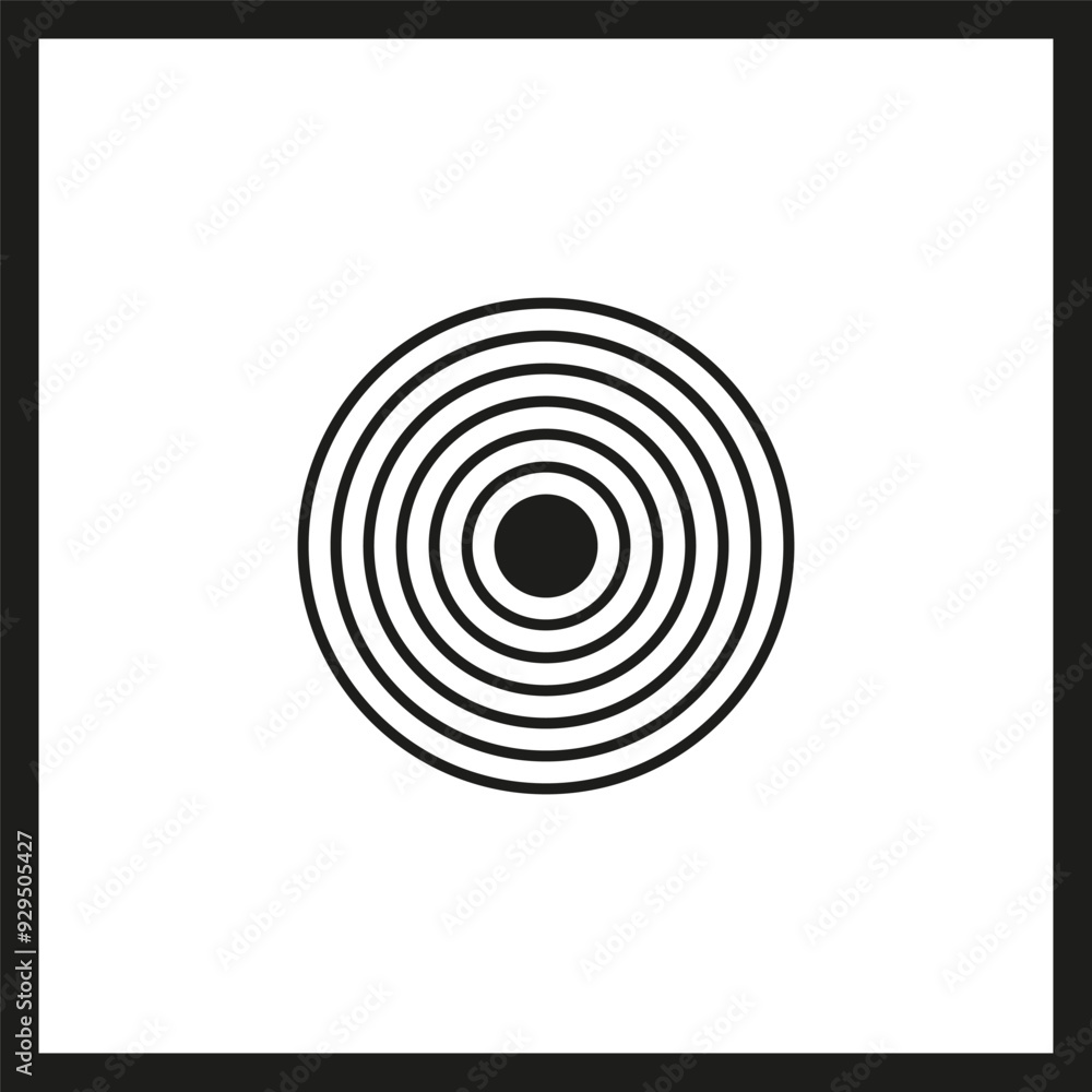 Poster concentric circles icon. minimalist black lines. geometric round pattern. vector abstract design.